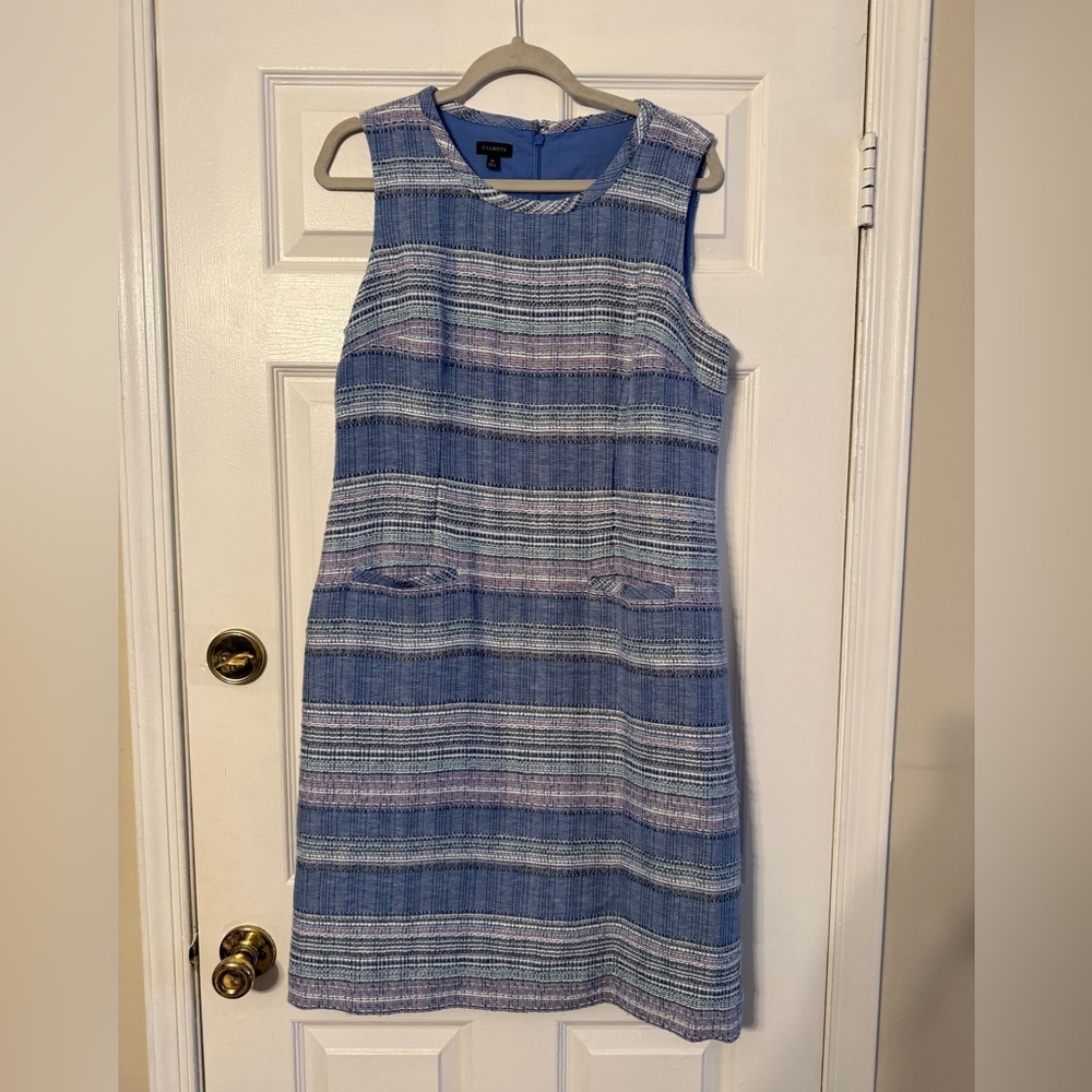 Talbots Blue and Lavender Striped Sleeveless Shift Dress